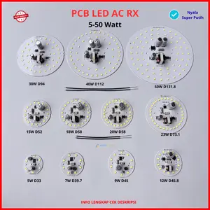 PCB Lampu LED RX 5 7 9 12 15 18 20 23 25 30 40 45 50 Watt Mesin Lampu PCB LED AC Nyala Super Putih