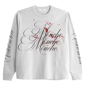 Boxy Longsleeve Mouché - Red Mark Calligraphy