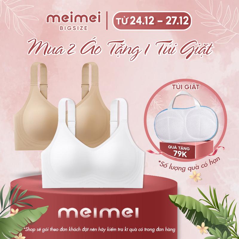  Áo lót không gọng A2 chất su lạnh 3D nâng đỡ vòng 1 bản lưng to ôm sát che mỡ lưng Meimei 