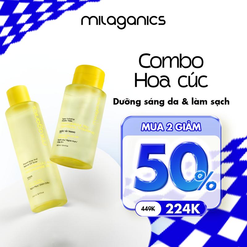 [MUA 2 CHAI GIẢM 50%] Toner Hoa Cúc MILAGANICS Cấp Ẩm 5% AHA Dưỡng Sáng Da Ngừa Mụn Kiềm Dầu Cải Thiện Da Xỉn Màu - Toner Cấp Ẩm Dưỡng Trắng Da 3% Niacinamide Phục Hồi Da kiểm Soát Dầu Mụn Dành Cho Mọi Loại Da Khô Skincare (s)
