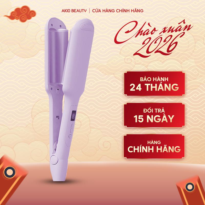 Máy làm tóc uốn xoăn sóng nước 26mm màn LCD hiện thị thông minh công nghệ gốm sứ bảo vệ tóc