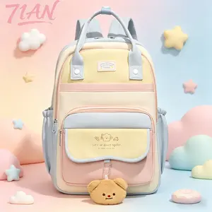 71AN-【Musim kembali ke sekolah】Warna baru diblokir siswa ransel multipocket tahan air kelas berat outdoor mode ransel untuk wanita