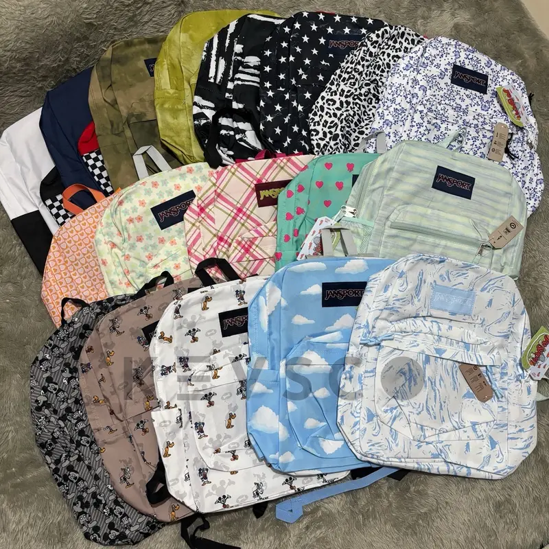 [READY/COD] tas ransel JANSPORT MOTIF SUPERBREAK LARGE FULL EMBOSS TAG HOLO BARCODE - pria wanita unisex anti air waterproof banana awan art blue cloud comic 5