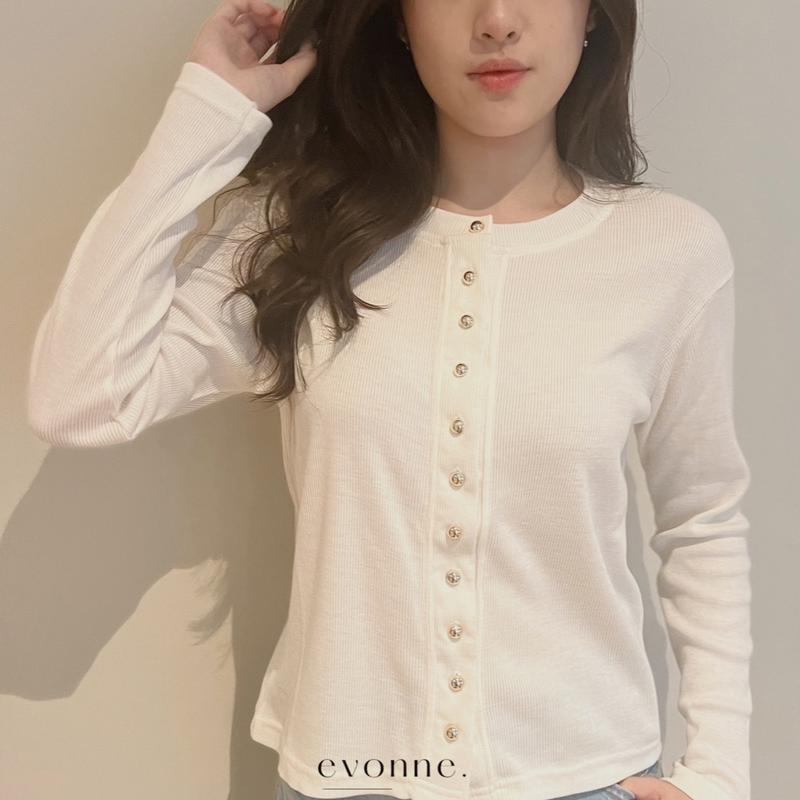 EVONNE JiWonTop - Atasan Wanita Long Sleeve - Baju Lengan Panjang Wanita Knit Top Blouse  Soft Knitwear Lembut Tangan outer blouse bajuk ekin 5