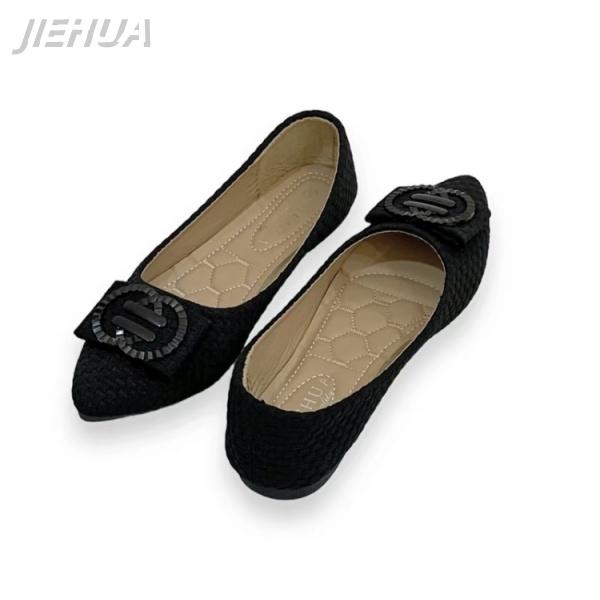 JIEHUA Puspa Sepatu rata kerja,  lebar,  wanita dengan selesai licin Flat Shoes  Kantor Wanita D-1762 4
