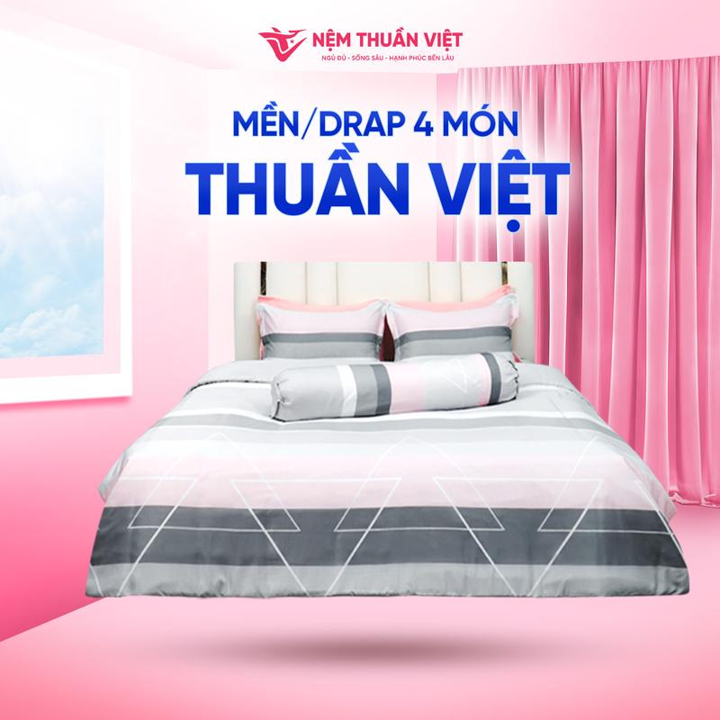 [Giá Tốt Livestream] Bộ Ga Giường /Mền Thuần Việt - Lụa Thoáng Mát, Thấm Hút Mồ Hôi Tốt - bộ chăn ga gối đệm