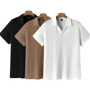 Paket 3 pcs Kaos polo lengan pendek pria V-neck waffle premium baju distro terbaru Atasan Kerah Dewasa Cowok