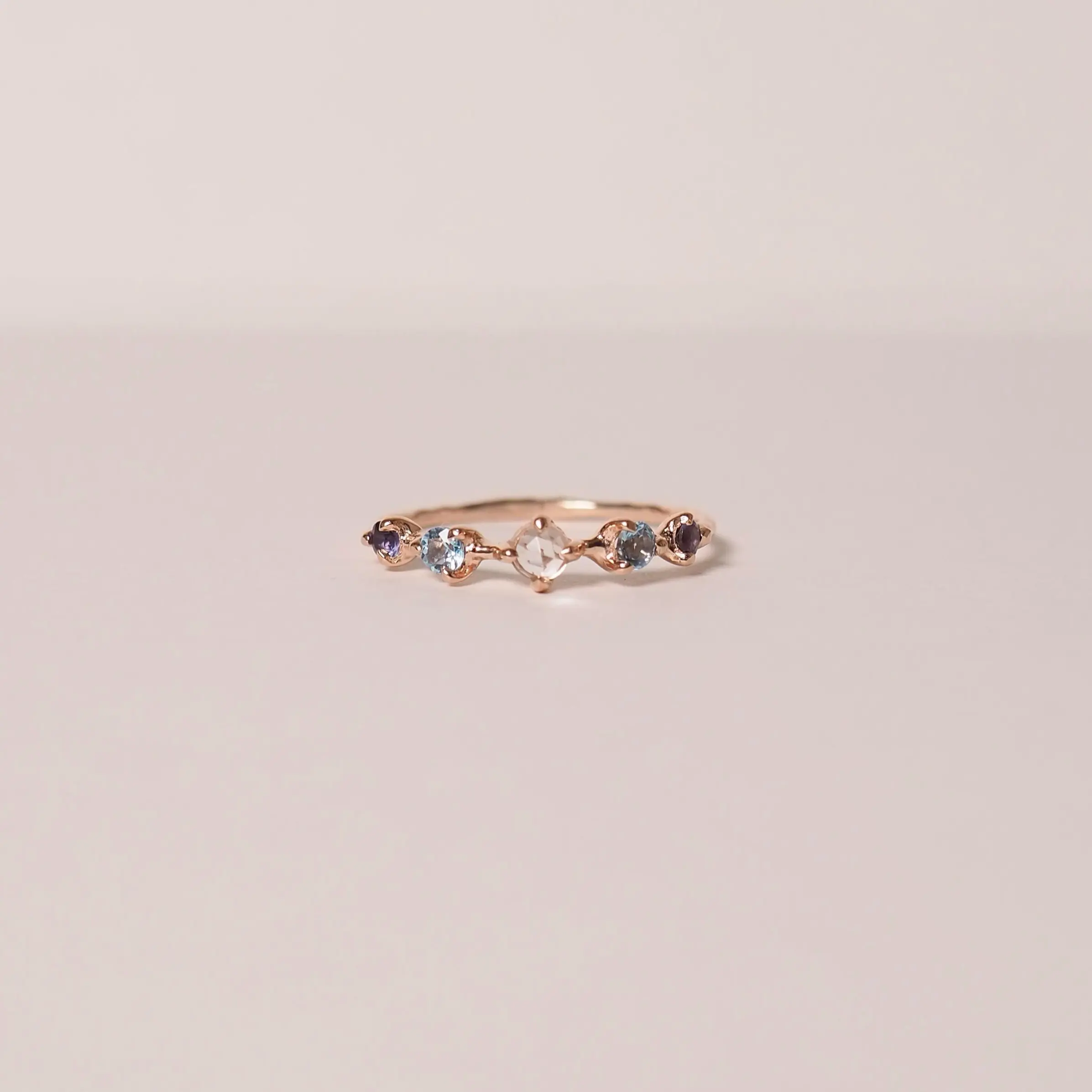 (AZEN) CELESTIA Ring - Blue Topaz (Rose Gold)
