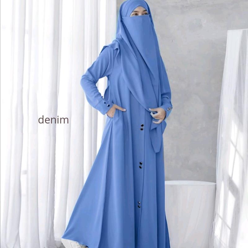 Gamis  Abaya Ayara Terbaru Gamis One Sat Khimar Bahan Crinkle Airflow Cocok Buat Umroh Haji Lebaran Muslim Wanita Syari Kondangan Dress Remaja Dewasa Nyaman 2
