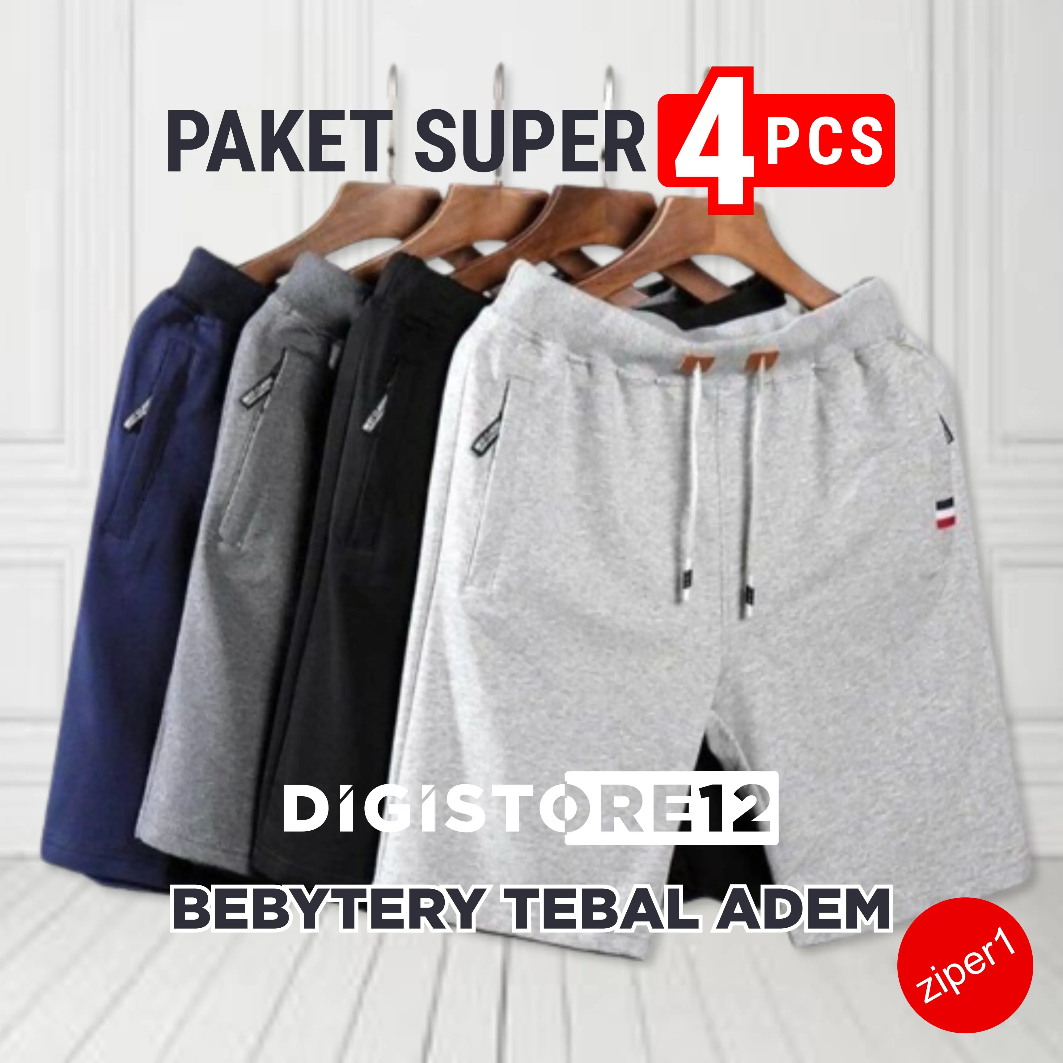Paket Hemat Celana Pendek Distro Short Surfing Bebyterry Casual Tebal Adem Boxer Anti UV - 100 Dapat 4 - Pria, Panjang selutut Santai Dewasa Katun Hitam