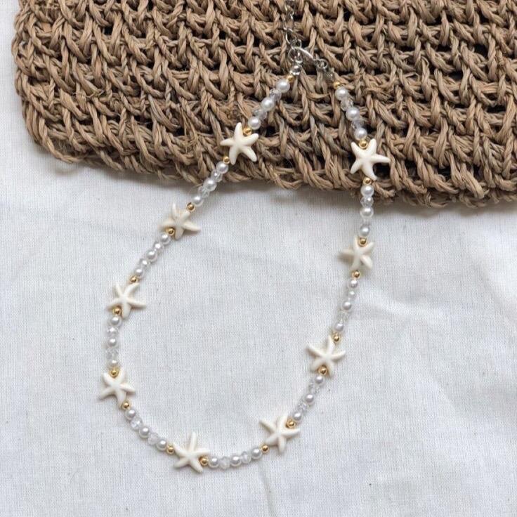 Kalung Wanita Liontin Bintang Laut Mix Mutiara Sintetis - Choker Necklace 2