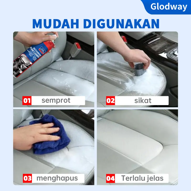 【BISA COD】Glodway Pembersih Busa Multifungsi, Pembersih Busa Bebas Air/ Pembersih Interior Mobil, Khusus Untuk Cuci Mobil, Pembersih Interior Mobil, sofa, sepatu, tas kulit, dll. Car 5