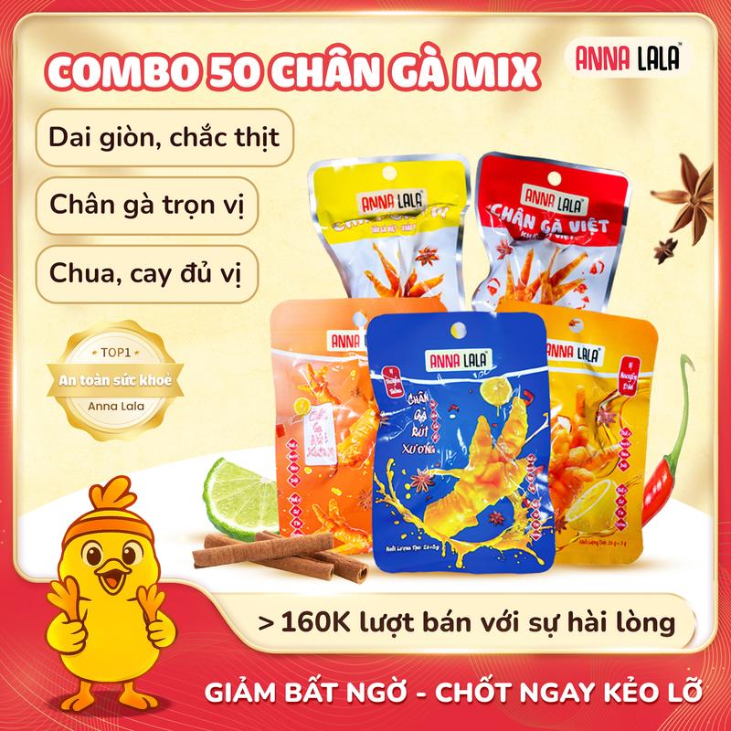 1 Combo 50 chiếc chân gà rút xương có xương Annalala vị cay không cay thơm ngon Ăn VẶt Food chângàrútxương chân gà