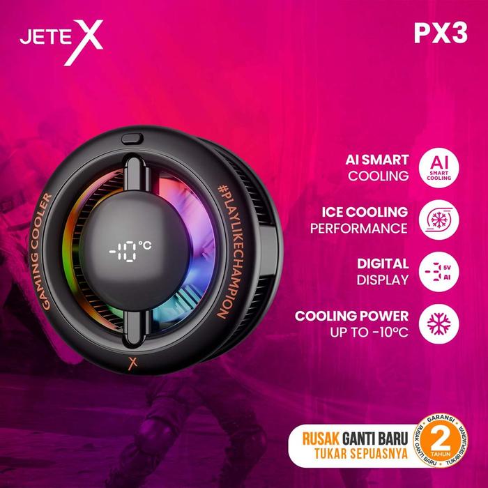 Gambar Pendingin HP JETE PX3 Magnetic dan Klip Cooling Peltier Gamepad Gaming Kipas Game Silent Anti Panas RGB Portable Radiator Fan Cooler with digital display dari Doran Gadget Store Kota Administrasi Jakarta Pusat Tokopedia