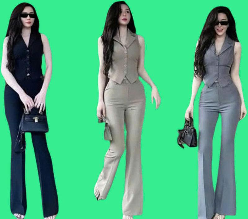  Sét bộ nữ mango thiết kế cộc tay cổ bẻ cài nút thật mix quần dài ống rộng sang chảnh dành cho các nàng diện đi chơi. 