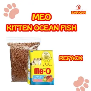 Me-O Repack 500gr & 1kg Makanan Kucing Kering Kitten Ocean Fish Asli untuk Kucing Kitten
