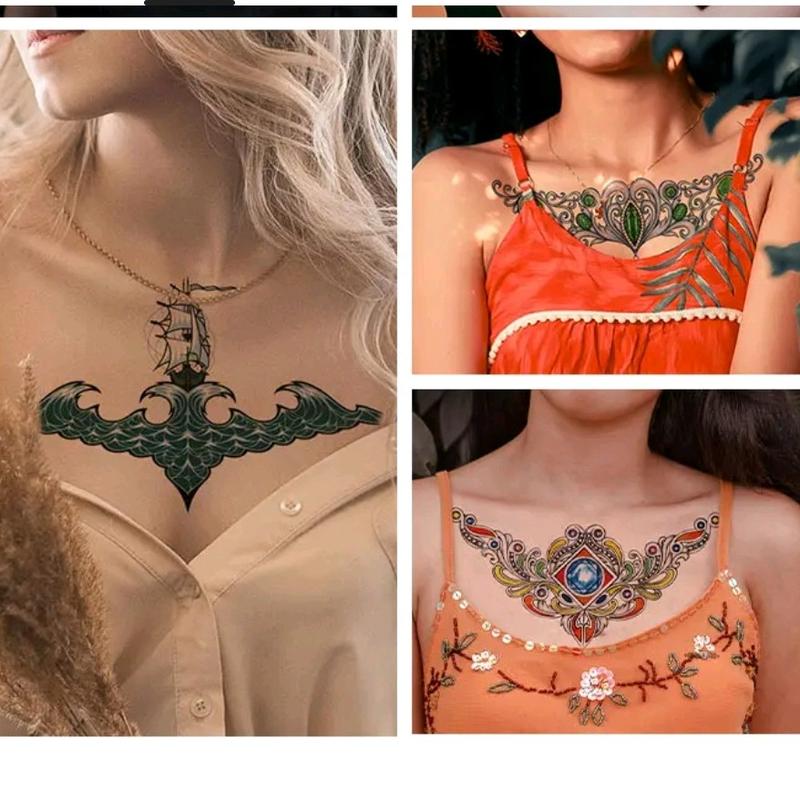 Zaril Stiker Tatto Temporary Tato Temporer Tahan Air Tahan Lama 2-7 Hari Seri BC-202 Wanita OWL Burung Hantu Besar Kering Tatto Punggung Perut Dada Tattoo Tubuh 6
