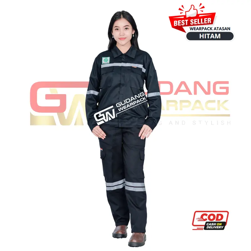 Wearpack Stelan Lengan Panjang (Baju dan Celana) Warna Hitam Polos 4