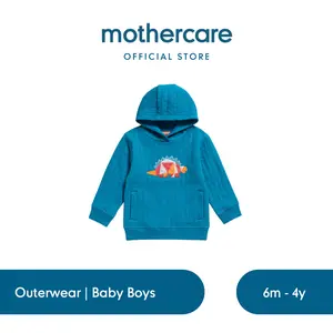 Mothercare Dino Quilted Hoodie - Jaket Hoodie Bayi Laki-laki (Biru)