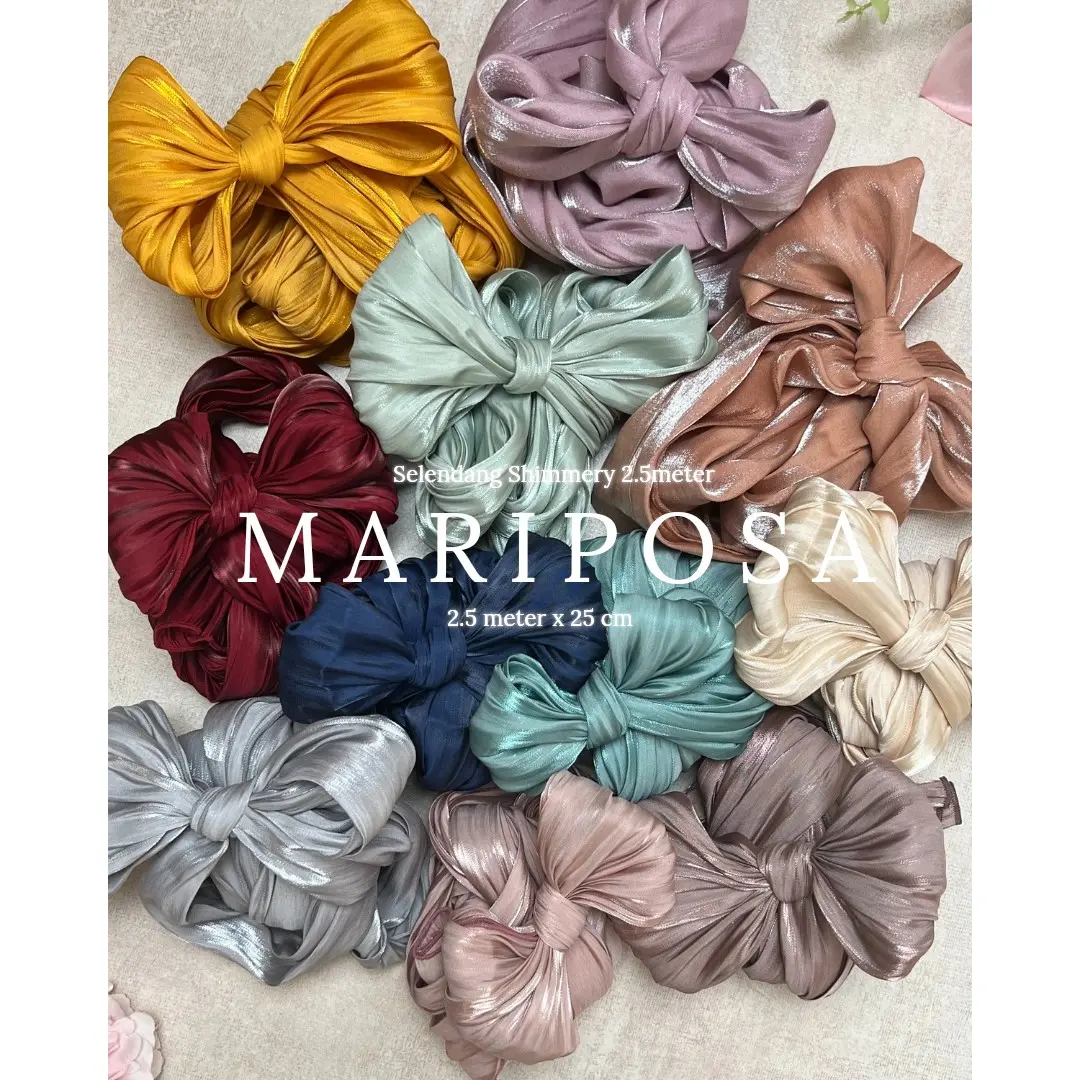 Selendang Premium Cantik Shimmery Mariposa Gold Silver Golden Blue