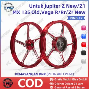Velg Racing Rims Ring 17 CNC Paketan Depan Belakang untuk Jupiter Z New/Z1/Burhan / MX 135 Old / Vega R/Rr/Zr New (Tromol Besar) | Ukuran 17 | BIKINGBOY