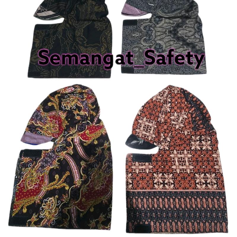 TOPI WELDER KERPUS PROYEK KUPLUK SEBO MOTIF BATIK PELINDUNG WAJAH ...