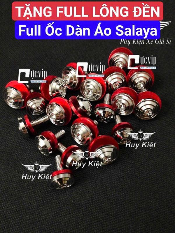   TẶNG FULL LÔNG ĐỀN  FULL Bộ Ốc Dàn Áo Salaya Phay Thái  INOX 304  Lắp Nhiều Dòng Xe MS9934 