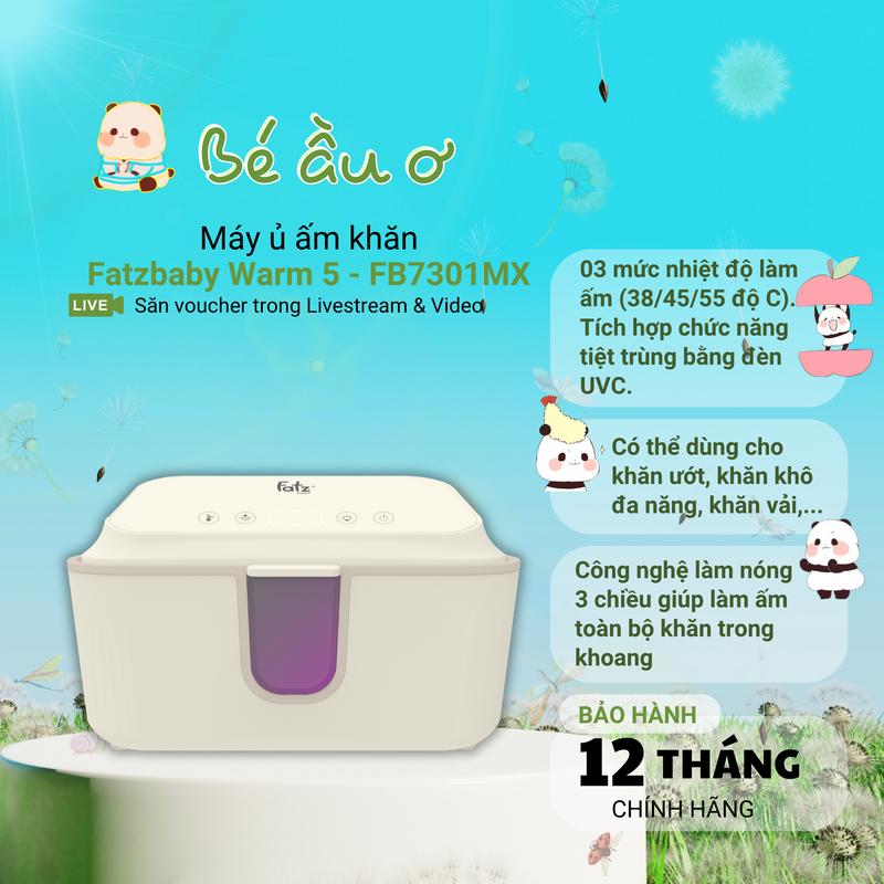 Máy ủ ấm và tiệt trùng UVC-LED khăn giấy ướt cho bé Warm 5 FB7301MX fatz  warm 5