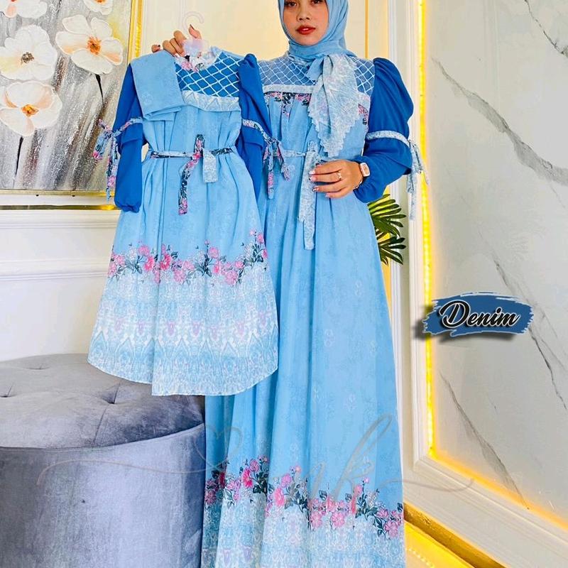 KOLEKSI RANUM|DRESS ARAFA Bisa Couple Ibu & Anak Perempuan FASHION MUSLIM REKOMENDASI GAMIS LEBARAN  Wanita 2025 MEWAH KEKINIAN CERUTY SYARI Abu Set Dung Dress NK Ori 100% By NKOriginal Matt Ceruty Printing Mix Ceruty Polos Set Hijab Segi Empat 2