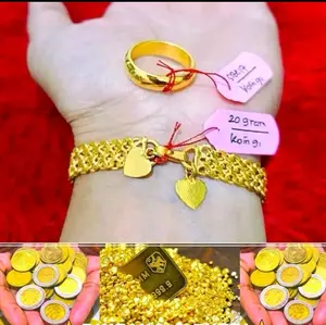 Gelang Tangan Tikar free Cincin Mewah Cantik Koin91 berlapisan emas Aksesoris wanita dewasa