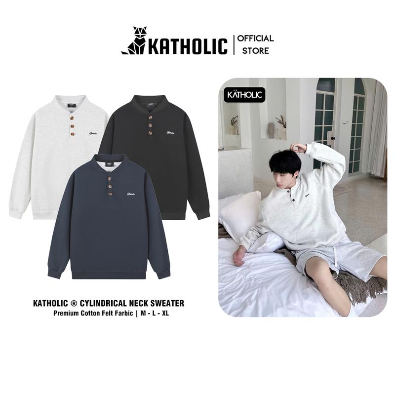 Áo Sweater Cổ Tàu Nam Nữ KAT032 Chất Liệu Nỉ Hai Da Form Rộng Oversize Kèm Hình Thêu KAT032 Menswear