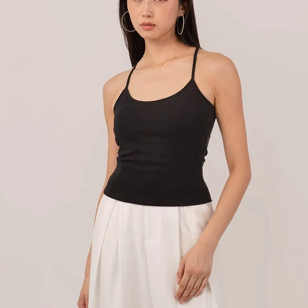 Best Of Basics Cross Tank Top in Black