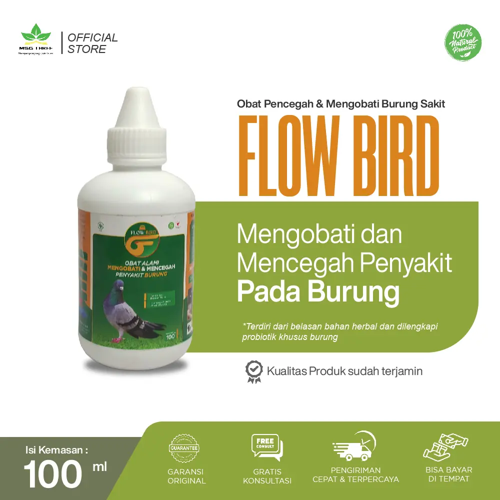 Obat Herbal Mencegah dan Mengobati penyakit semua Burung- Flow Bird 100 ml jamu merpati