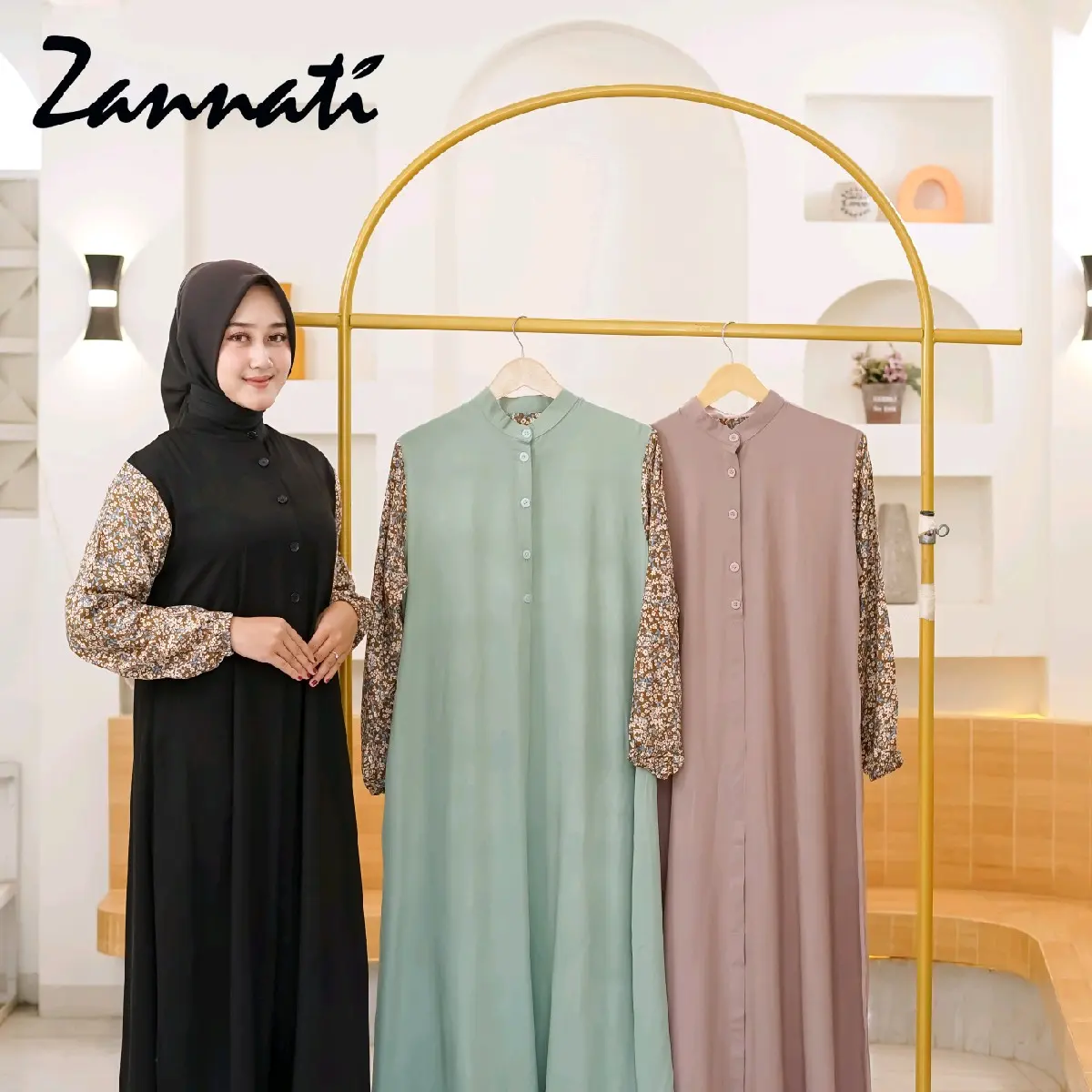 Zannati Gamis Wanita Dewasa Anaya Twill Premium Gamis Kekinian
