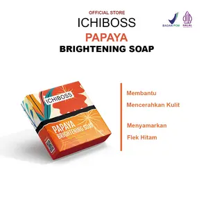 ICHIBOSS Papaya Bar Soap Sabun Pepaya Brightening Wajah dan Badan dengan Niacinamide Vitamin C Glutathione