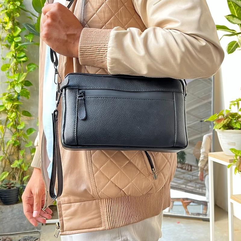 Kanasaku Clutch Genuin Leather KNS04 Kulit Sapi Asli Pria Hitam handbag weatherproof zips   bag 1