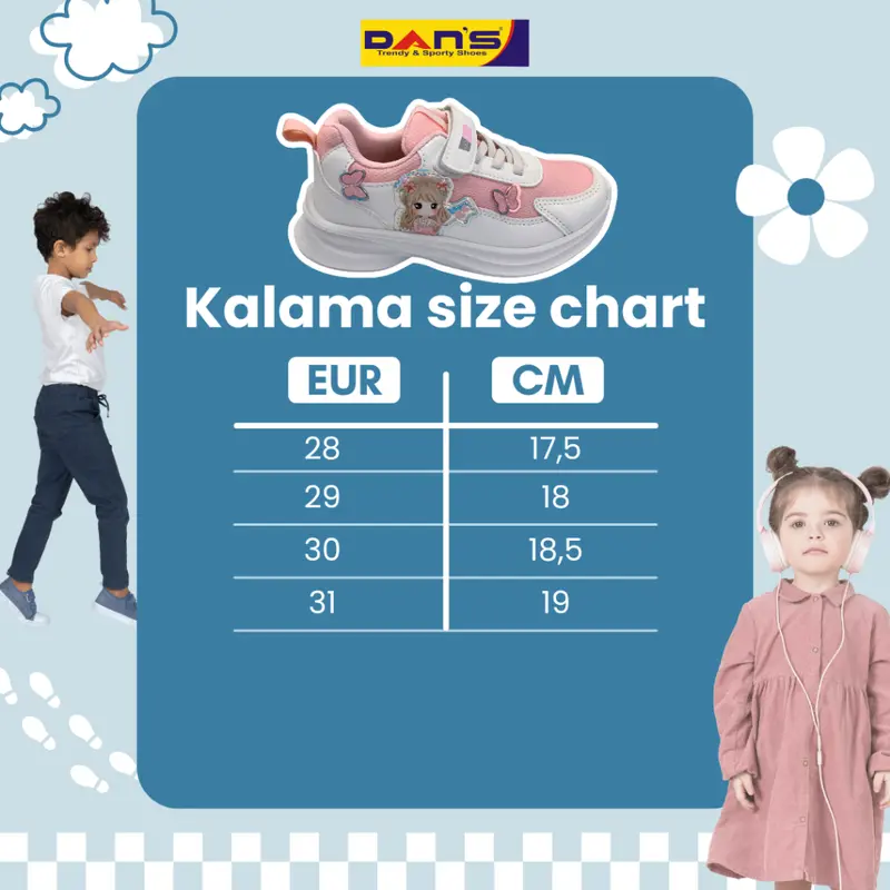Sepatu Dans Kalama Sepatu Sneakers Anak Perempuan - White/Pink 2
