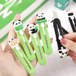 Cute Mini Pocket Panda Art Utility Knife Express Box Knife Paper Cutter Craft Wrapping Refillable Blade Stationery