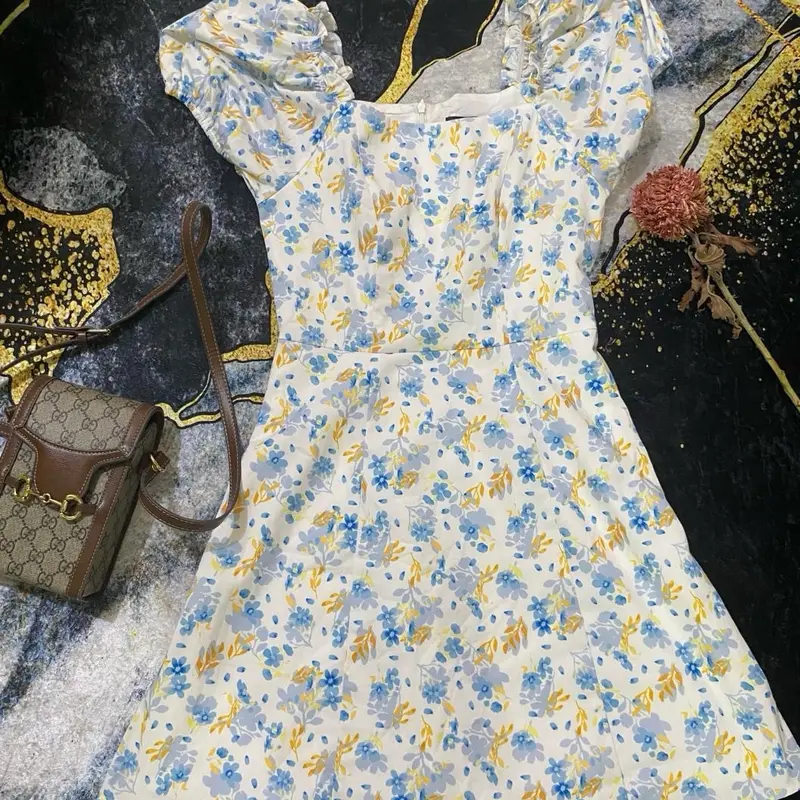 Dress gemoy Bunga pendek wanita 0