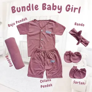 Bundle Set Newborn 6in1 Baju Celana Bedong Bando Sartaki Bayi Baru Lahir Perempuan Katun Parsel Cewek perlengkapan bayi 1 set komplit