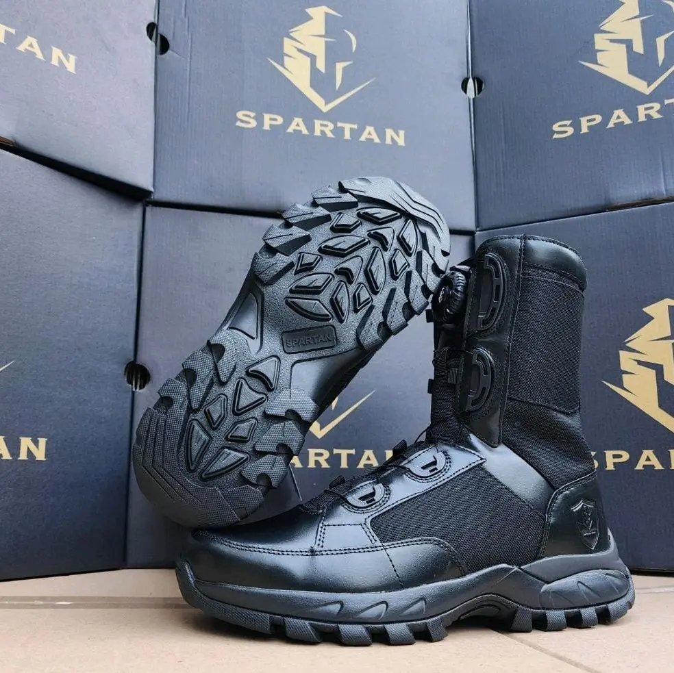 Sepatu Kulit PDL TNI POLRI Tali putar Spartan Xtrack Polos Cyber MK3 Hitam Sol Radial Sol Tempur