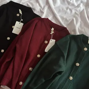 Nitstar Calluna Knit Cardigan Kancing Bunga Import Atasan Wanita Knitwear Outer Kardigan Sweater Fit