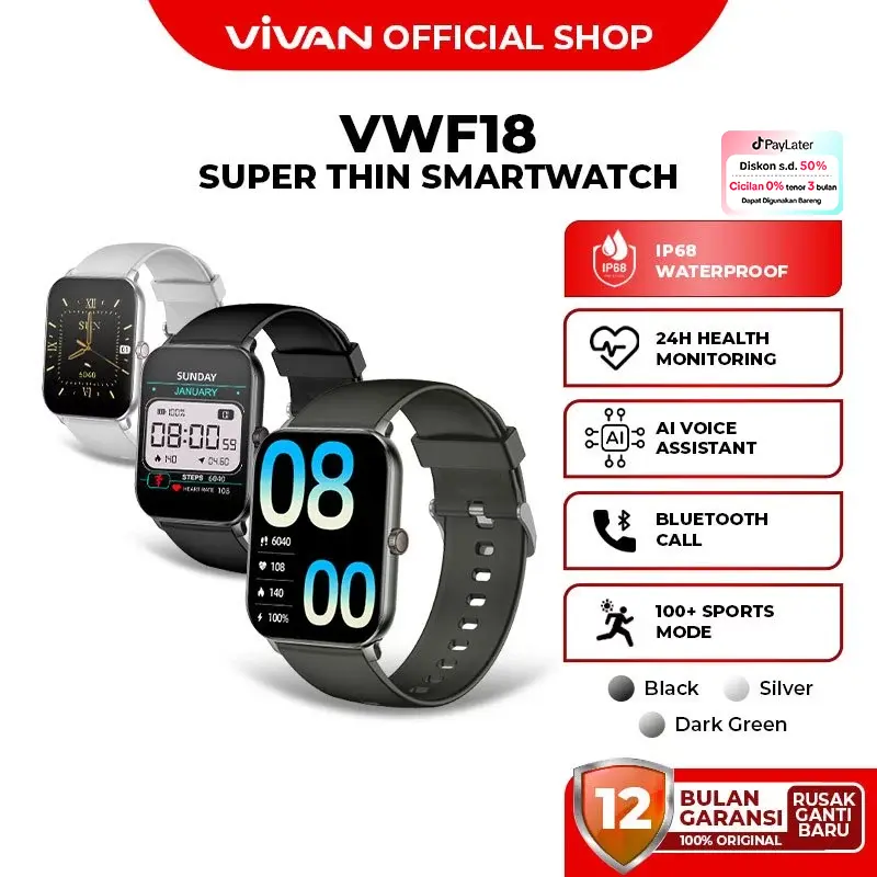 VIVAN Smart Watch VWF18 Waterproof IP68 100+ Sports Mode