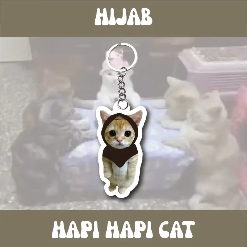 GANTUNGAN KUNCI HAPI HAPI CAT | AKRILIK 3MM | CAT | KUCING | GANCI | KEYCHAIN Besi 3