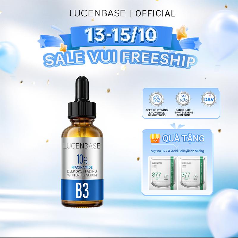 [Mua 1 tặng 2 miếng Mặt Nạ]Tinh chất trắng da mờ thâm nám LUCENBASE 10% Niacinamide Nồng độ 10% chuyên sâu, thẩm thấu sâu, mờ thâm nám, trắng da rõ rệt