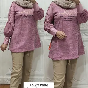 Kaos knite rajut balon Slim-fitting