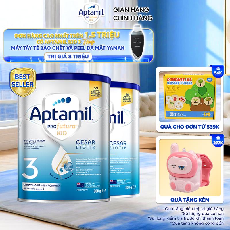 [Chính hãng] Combo 2 Sữa bột Aptamil Profutura Kid Cesarbiotik New Zealand hộp thiếc số 3 (800g) cho trẻ từ 24 tháng