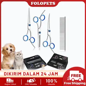 FOLOPETS Perlengkapan Gunting Grooming Rambut Bulu Kuku Anjing Kucing Pet Scissors Set