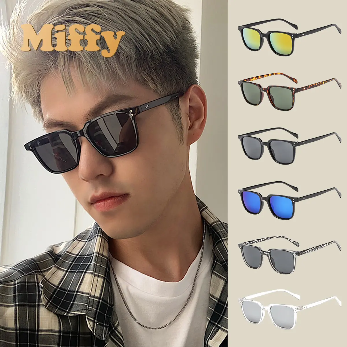 Miffy - Kacamata Hitam Kekinian Frame Aksen Titik Dua New Sunglasses Fashion Full Rim