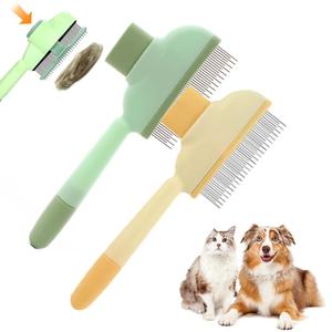 Peine para gatos y perros con función de autolimpieza, elimina eficientemente el pelo suelto, diseño duradero para las necesidades diarias de aseo, perfecto para todas las mascotas, herramienta para eliminar pelo